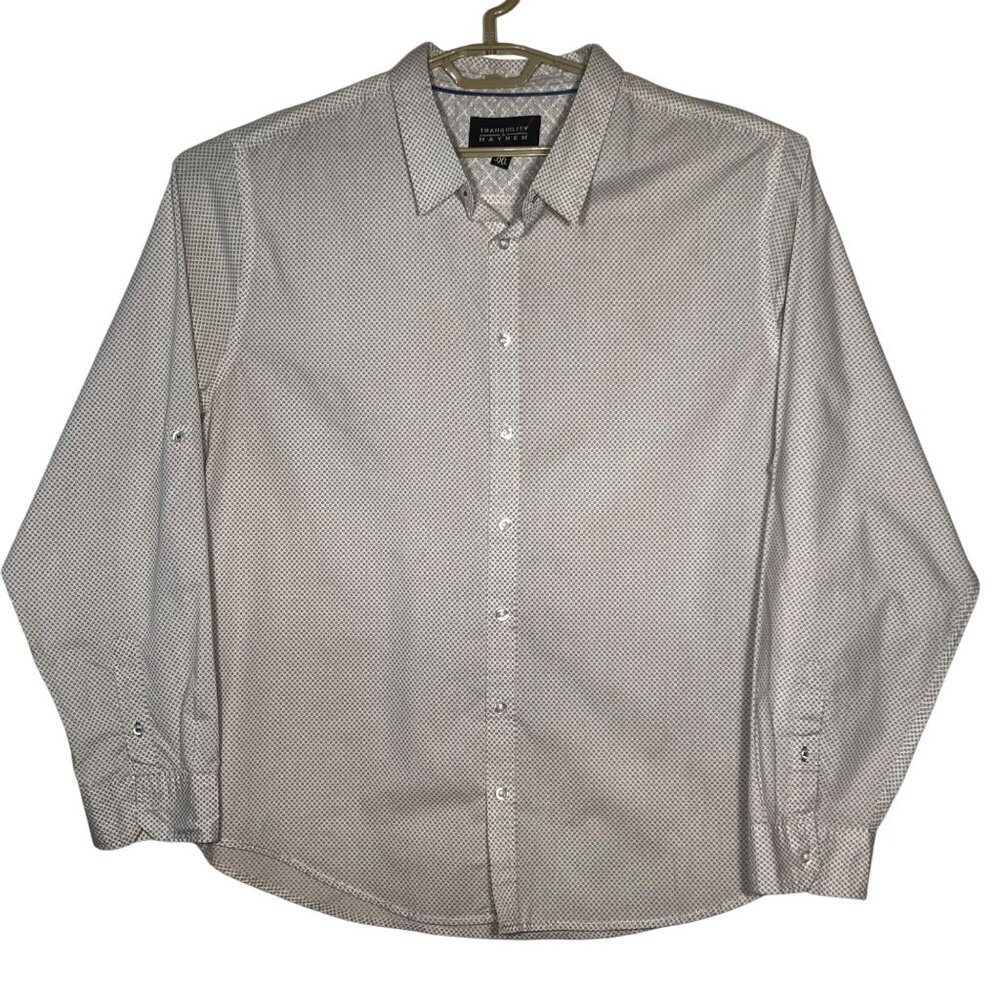 Tranquility & Mayhem 3XL Dress Shirt Geometric LS Roll-tab Button-Up Plus Size